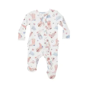 ANG Cowgirl Boots 2 Way Zippered Footie in Pink