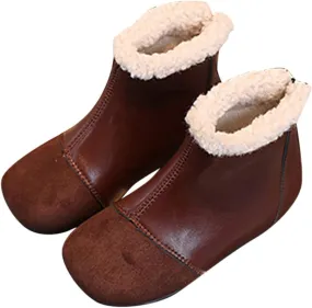 Baby Christmas Boots Fashion Winter Children Boots Boys And Girls Ankle Boots Flat Bottom Flat Heel (Brown, 10 Toddler)