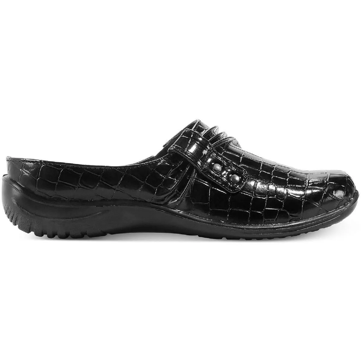 Easy Street Womens Holly Faux Leather Stretch Mules