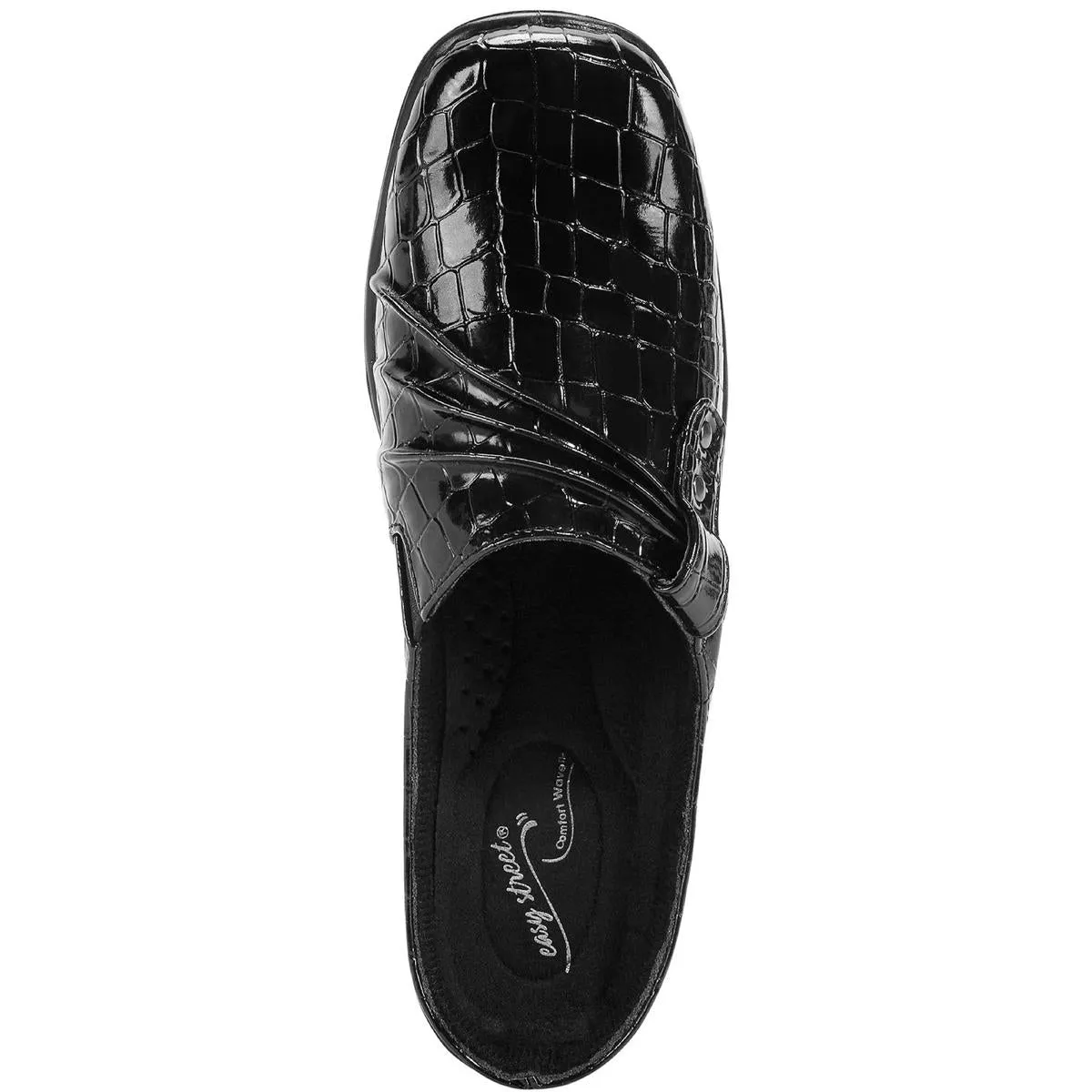 Easy Street Womens Holly Faux Leather Stretch Mules