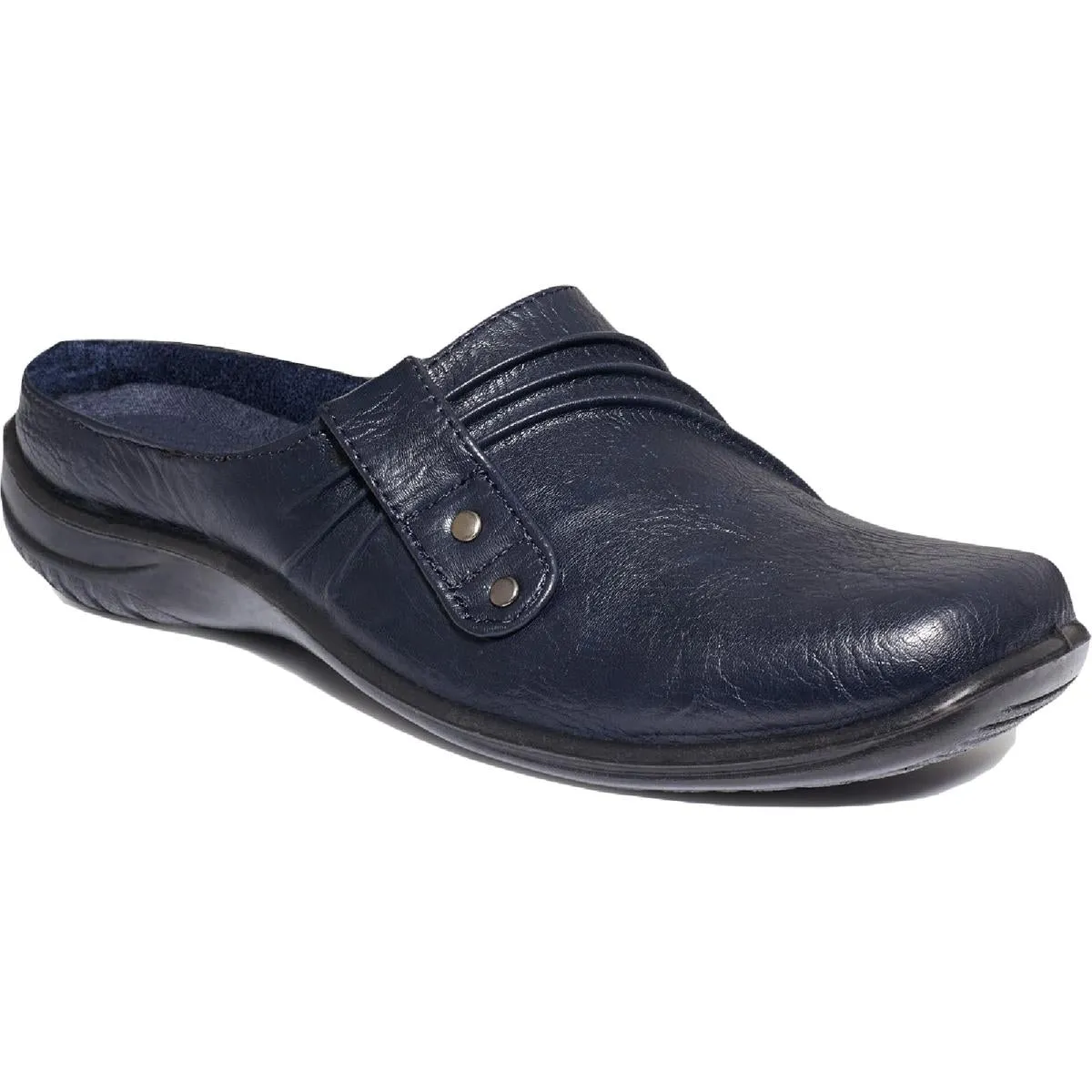 Easy Street Womens Holly Faux Leather Stretch Mules