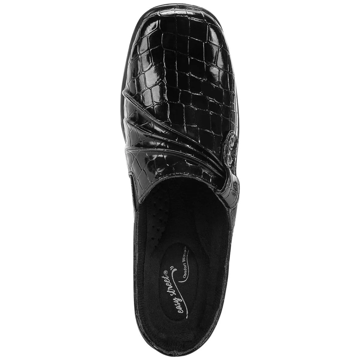 Easy Street Womens Holly Faux Leather Stretch Mules