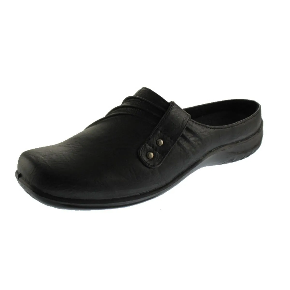 Easy Street Womens Holly Faux Leather Stretch Mules
