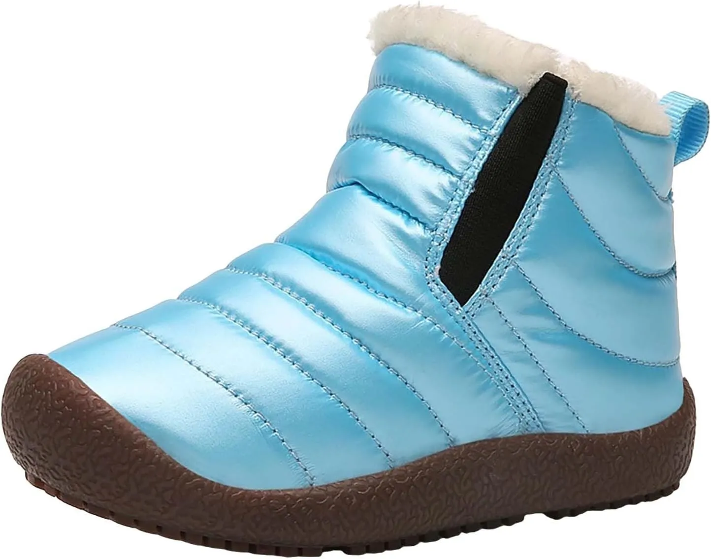 Girls Boys Ankle Snow Boots Faux  Lined Cozy Furry Outdoor Warm Comfortable Non Slip Shoes Winter Solid Flat