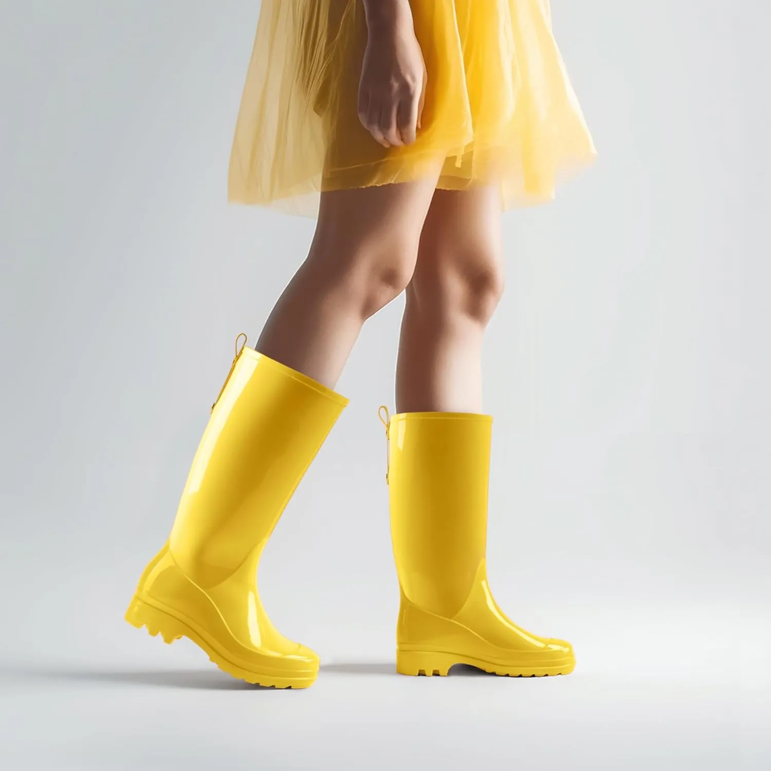 HISEA Rain Boots for Women Waterproof Garden Boots, Knee High Rain Shoes with Comfort Insole, Non-Slip Seamless Tall Rain Boots