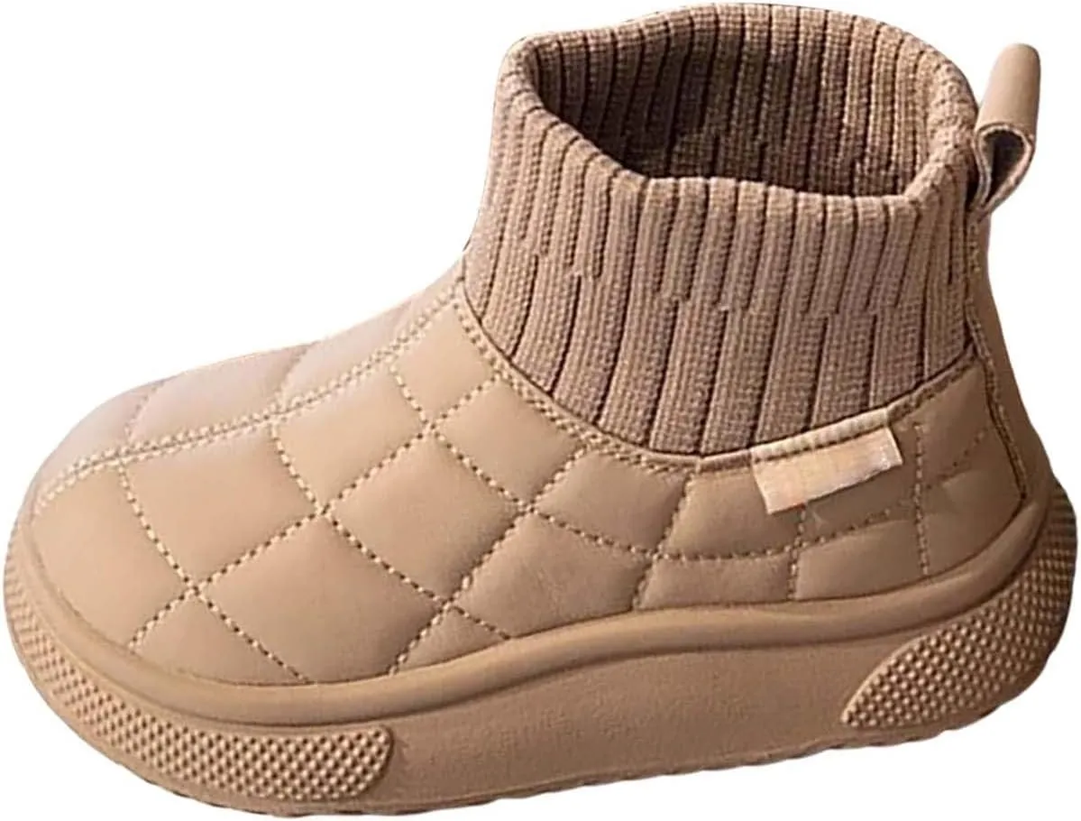 Kids Ankle Boots Snow Boots Warm Non Slip Walking Comfortable Sort Shoes Toddler Waterproof Plush Lined Booties
