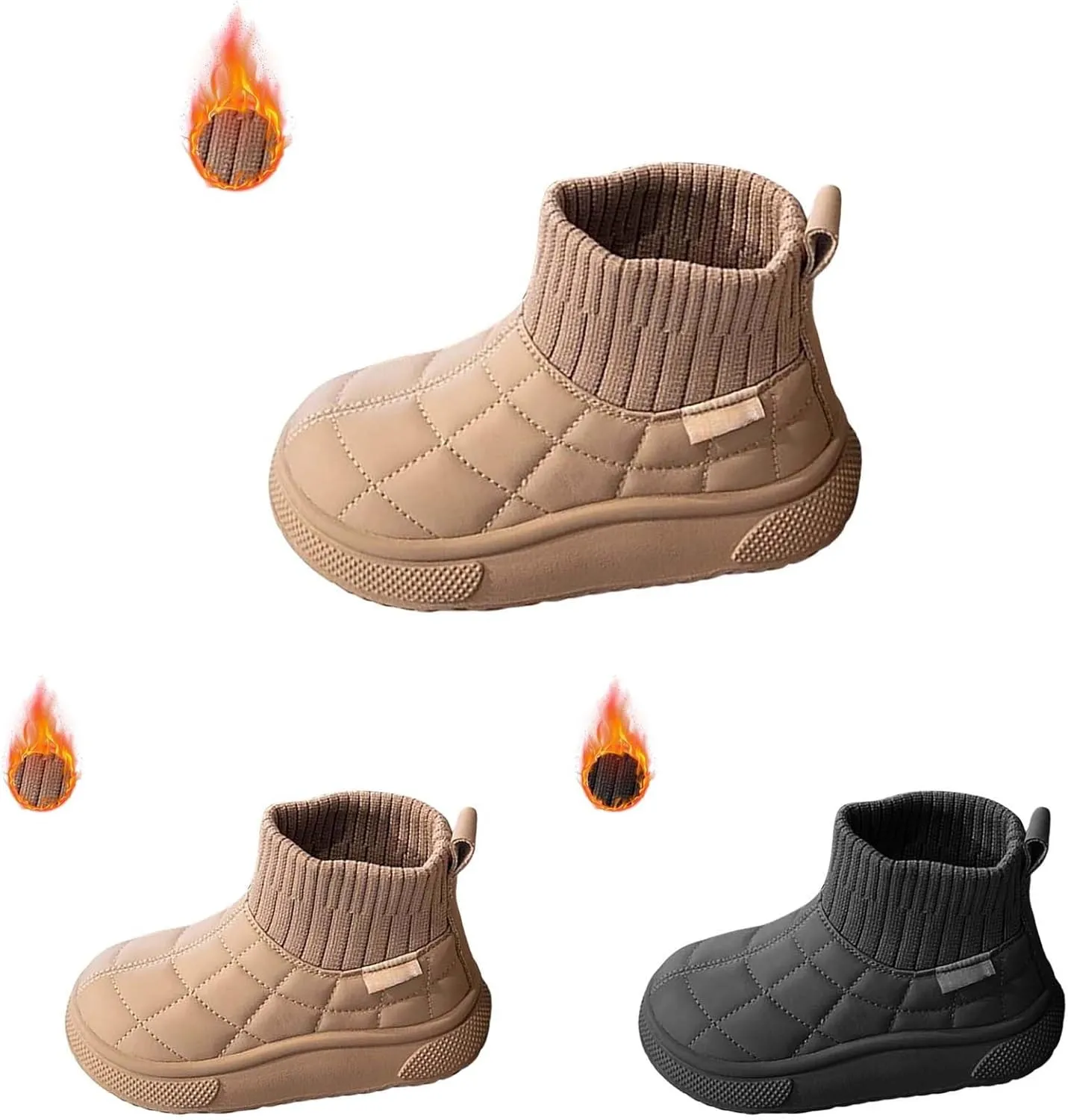 Kids Ankle Boots Snow Boots Warm Non Slip Walking Comfortable Sort Shoes Toddler Waterproof Plush Lined Booties