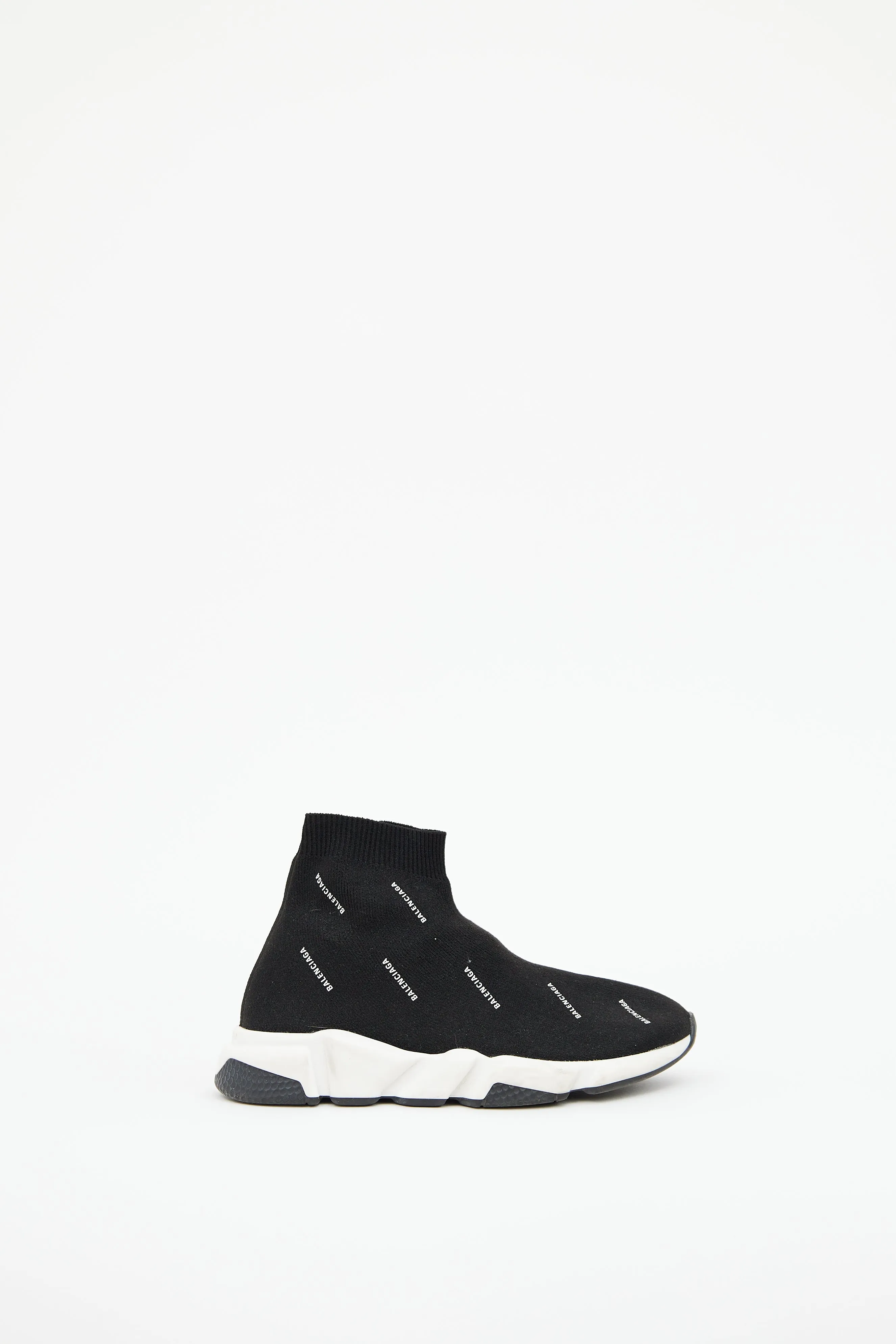 Kids Black & White Allover Speed Knit Sneaker