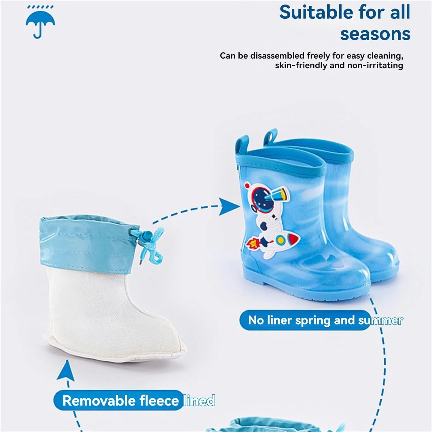 Kids Rain Boots for Boys Girls Toddler artoon Soft Rubber Water Proof Non Slip Rain Shoes for Outdoor Play Wear