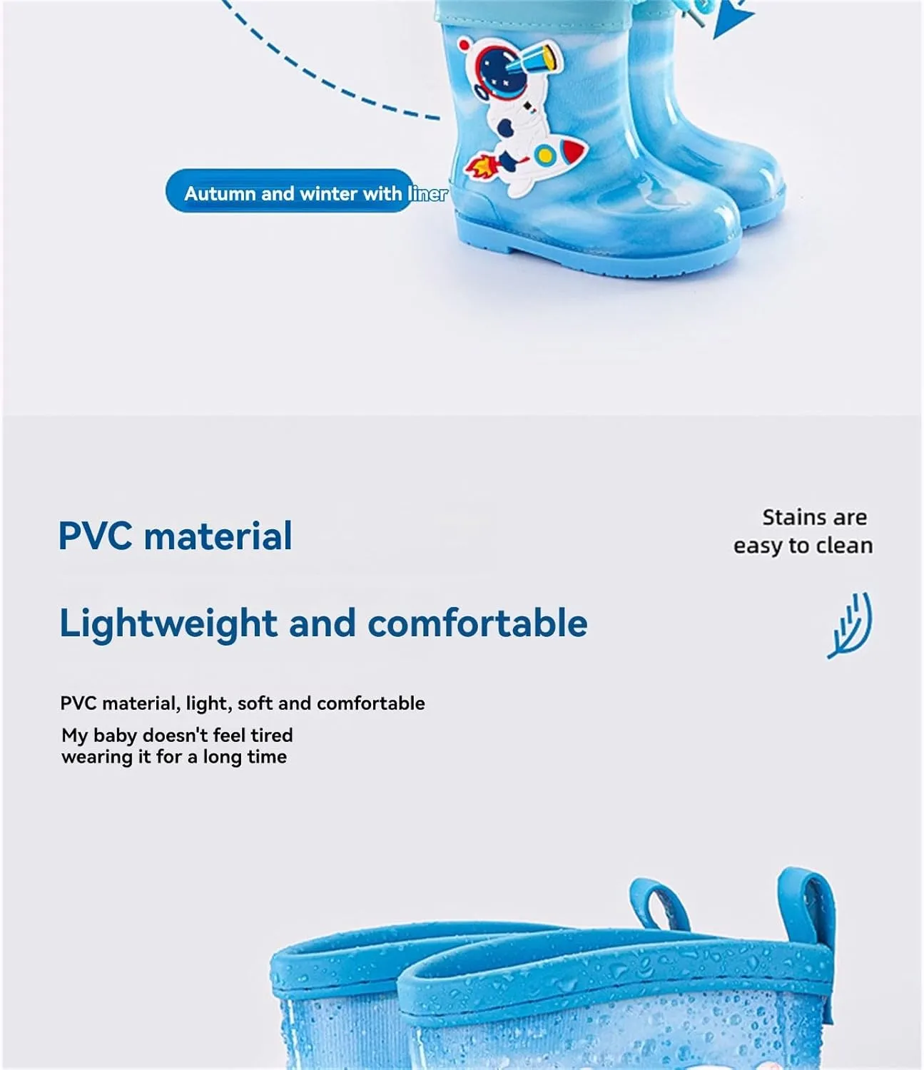 Kids Rain Boots for Boys Girls Toddler artoon Soft Rubber Water Proof Non Slip Rain Shoes for Outdoor Play Wear