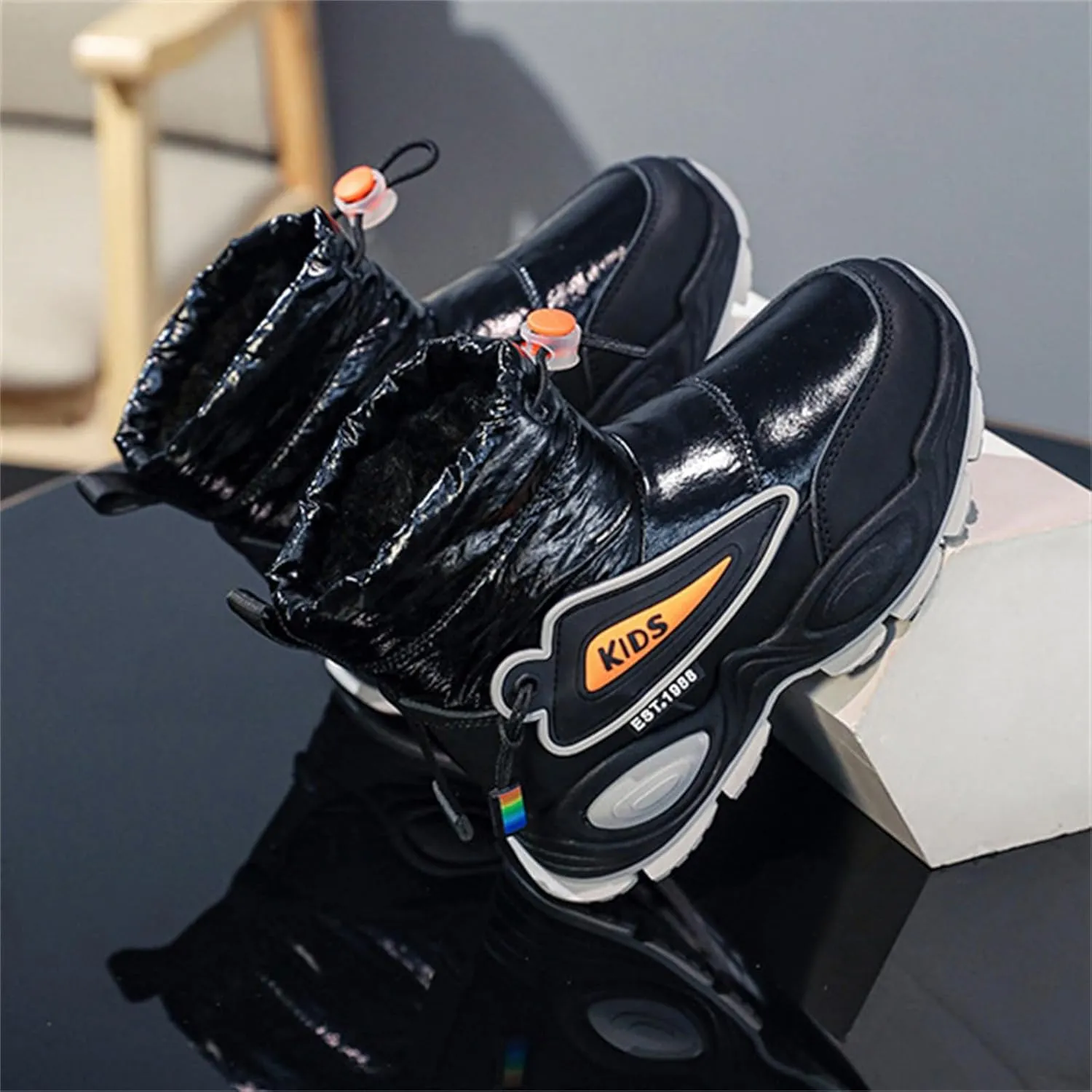 Kids Snow Booties Padded Thick Shoes Childrens Outdoor Ski Non Slip Boots Fashion Chunky Sole Warm Comfy Short Boots