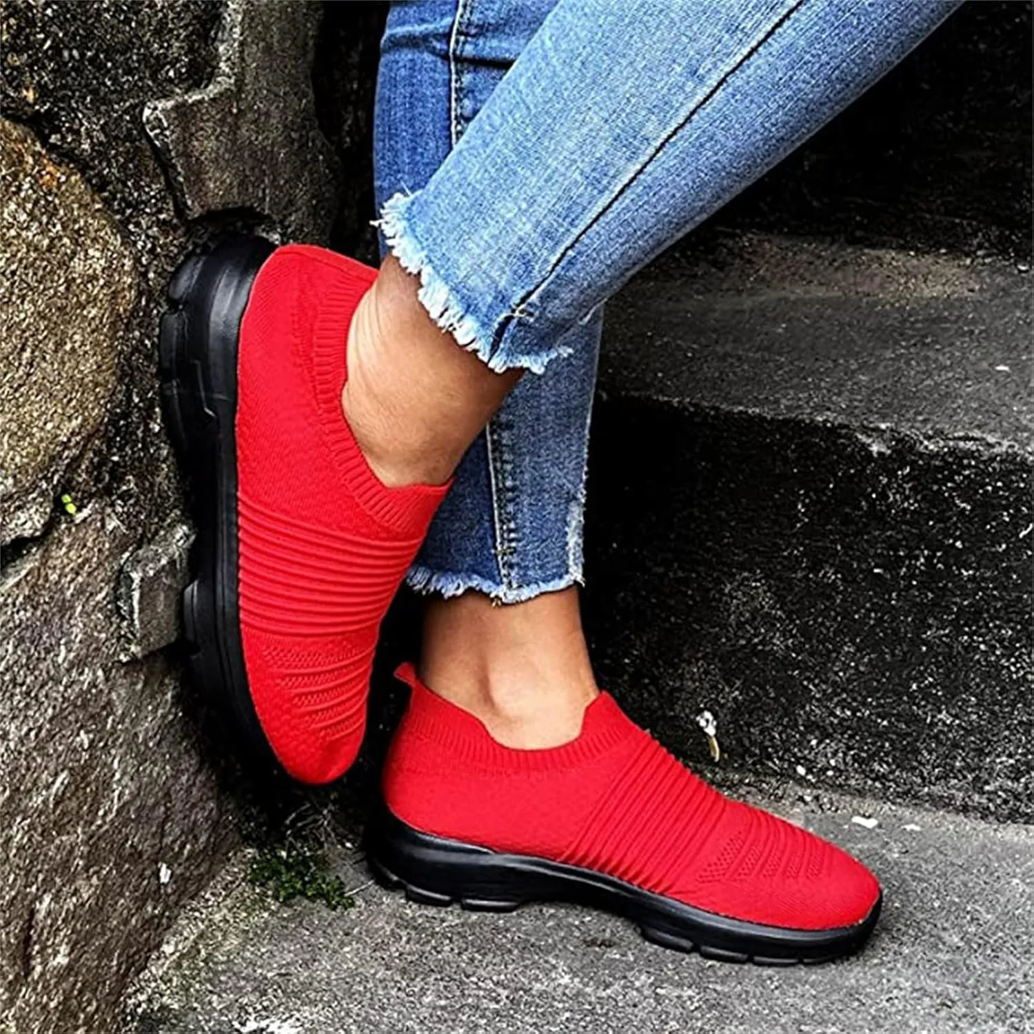 Ladmiple Sneakers For Women Slip On Comfort Casual Dressy Summer Fashion Low Top Non Slip Walking Shoes Flats Loafers