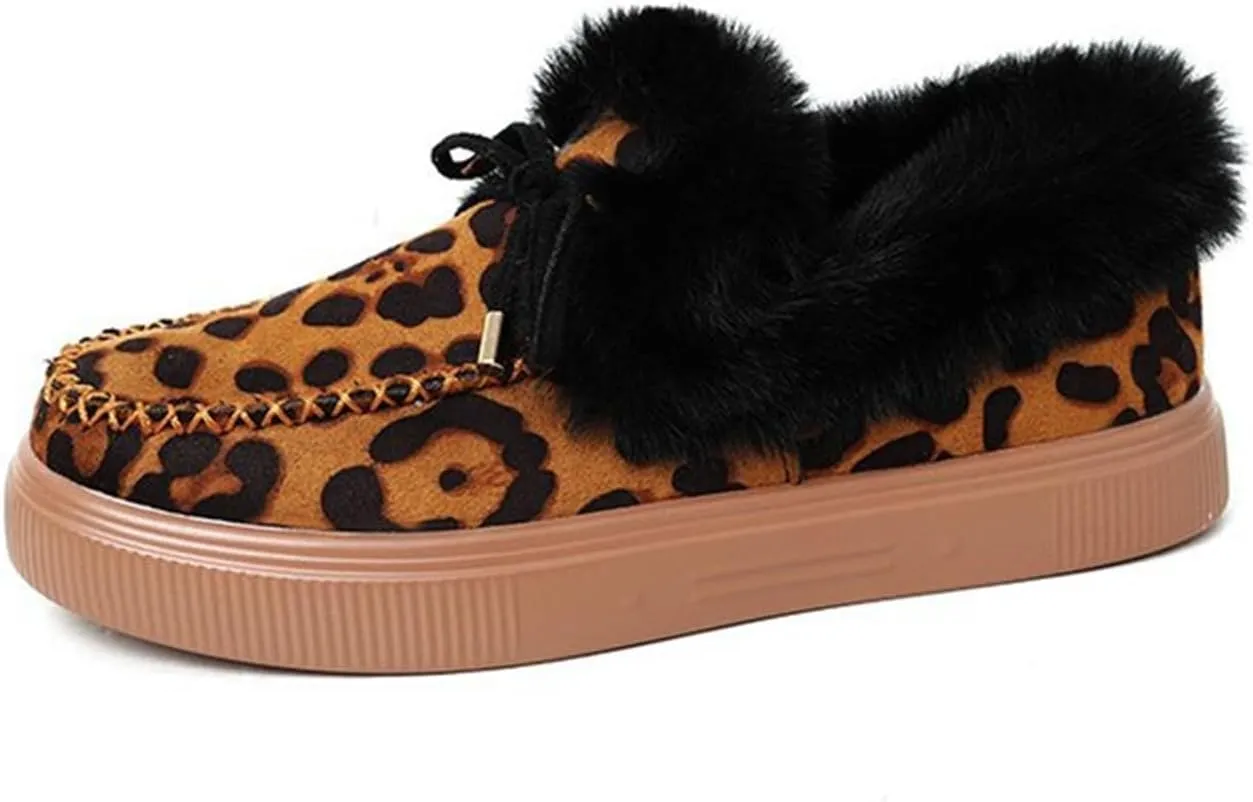 Ladmiple Winter Boots For Women 2024 Fashion Snow Warm Ankle Booties Fur Lined Anti-Slip Outdoor Slip On Loafers Shoes