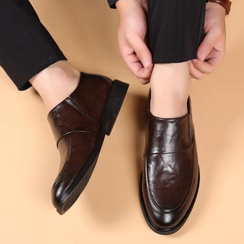 Men's Patent Leather Business Derby Shoes Casual Retro Oxford Shoes Slip on Loafer Formal Comfortable Dress Shoes