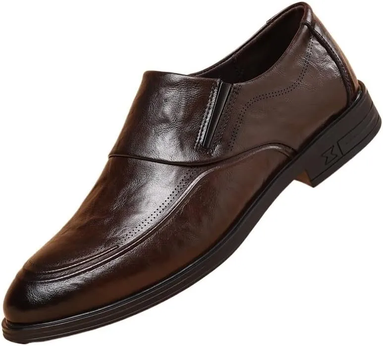 Men's Patent Leather Business Derby Shoes Casual Retro Oxford Shoes Slip on Loafer Formal Comfortable Dress Shoes