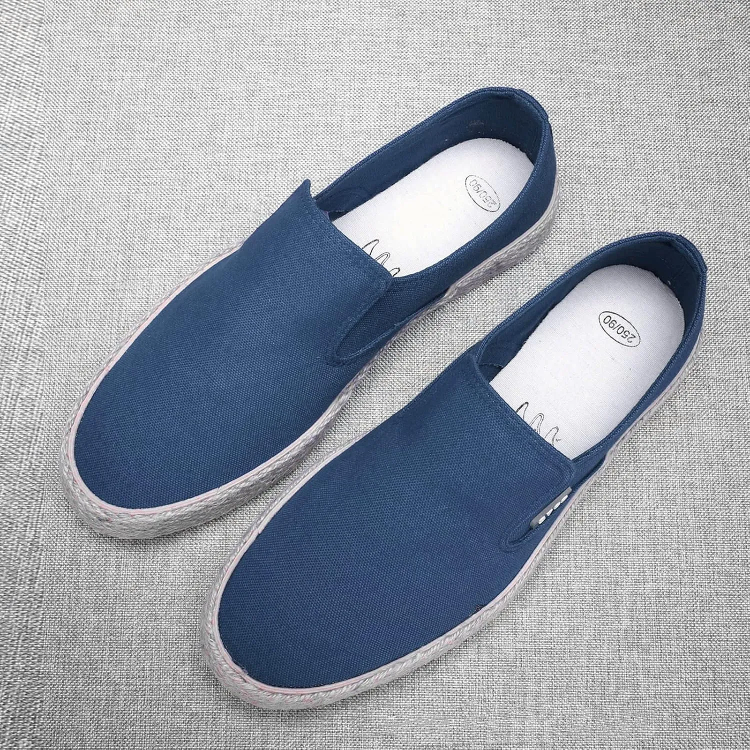 Mens Slip On Sneakers Comfortable Wide Width Espadrilles Casual Sneakers Flat Walking Shoes Breathable Lightweight Canvas Sport Shoes