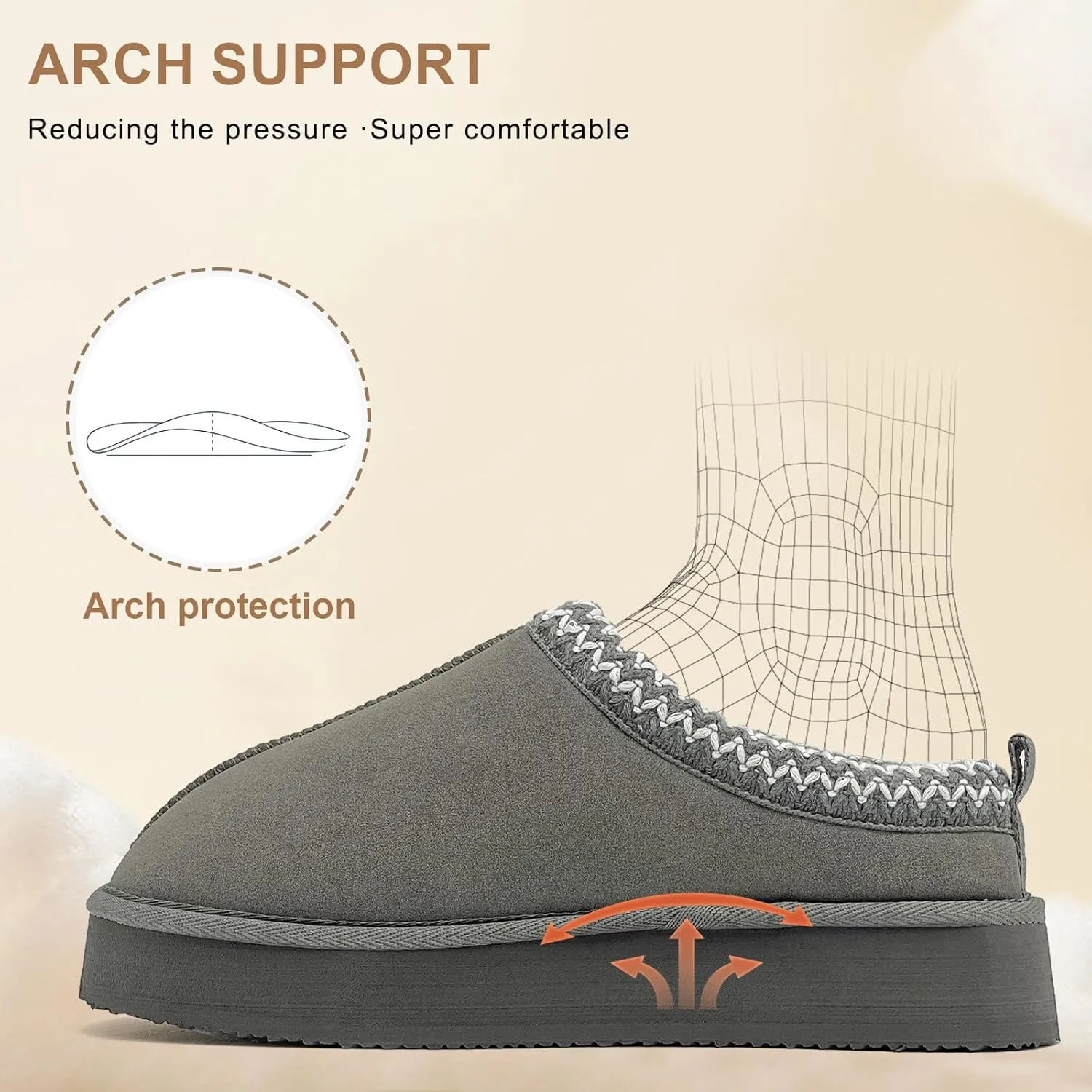 MOLATIN Women's Platform Mini Boots Slippers for Women Winter Furry Shoes Slip on Fur Fleece Lined Suede Short Ankle Boots Anti-Slip Snow House Slippers for Indoor Outdoor