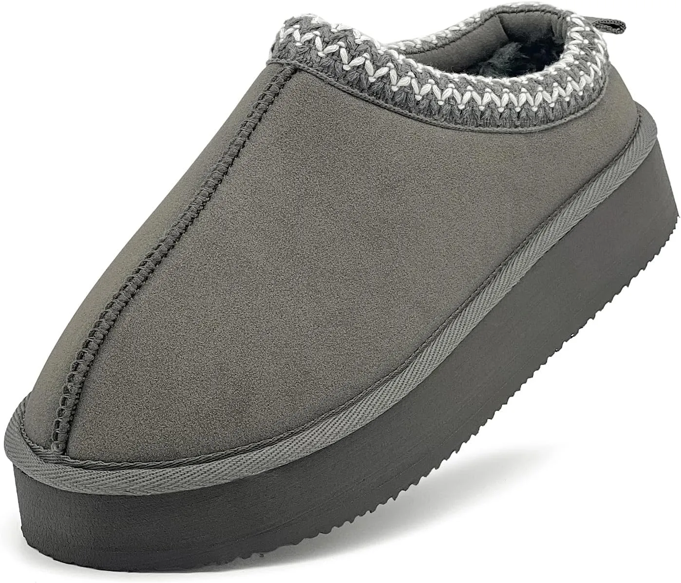 MOLATIN Women's Platform Mini Boots Slippers for Women Winter Furry Shoes Slip on Fur Fleece Lined Suede Short Ankle Boots Anti-Slip Snow House Slippers for Indoor Outdoor