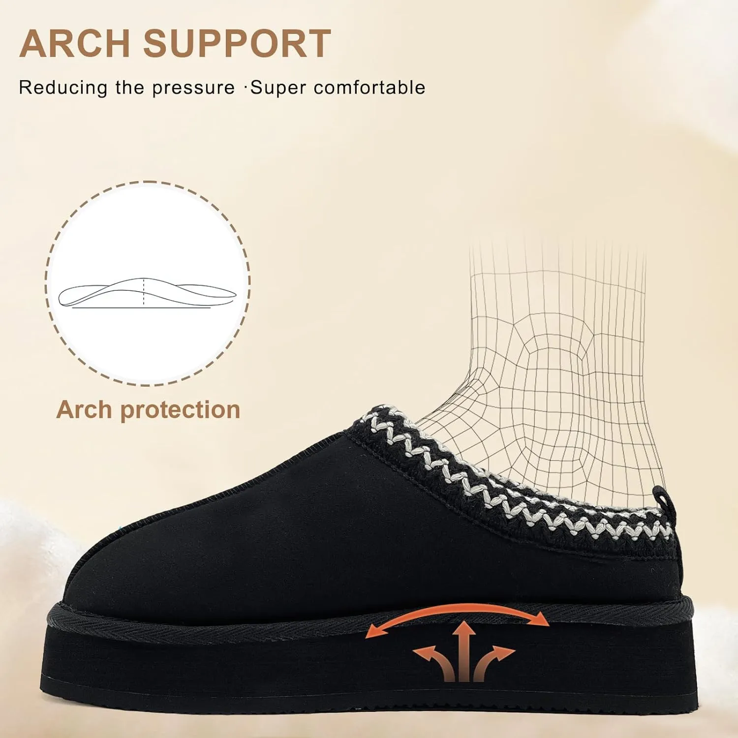 MOLATIN Women's Platform Mini Boots Slippers for Women Winter Furry Shoes Slip on Fur Fleece Lined Suede Short Ankle Boots Anti-Slip Snow House Slippers for Indoor Outdoor