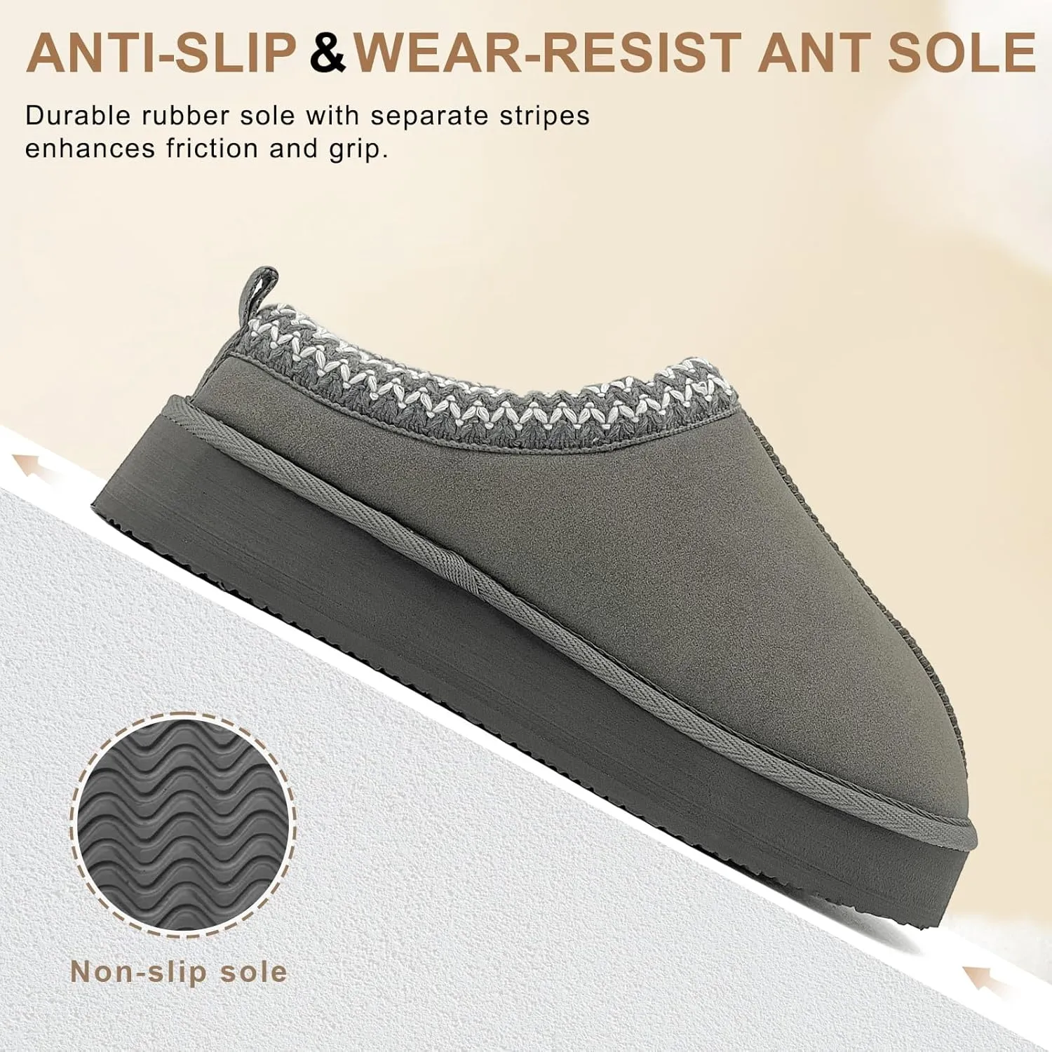 MOLATIN Women's Platform Mini Boots Slippers for Women Winter Furry Shoes Slip on Fur Fleece Lined Suede Short Ankle Boots Anti-Slip Snow House Slippers for Indoor Outdoor