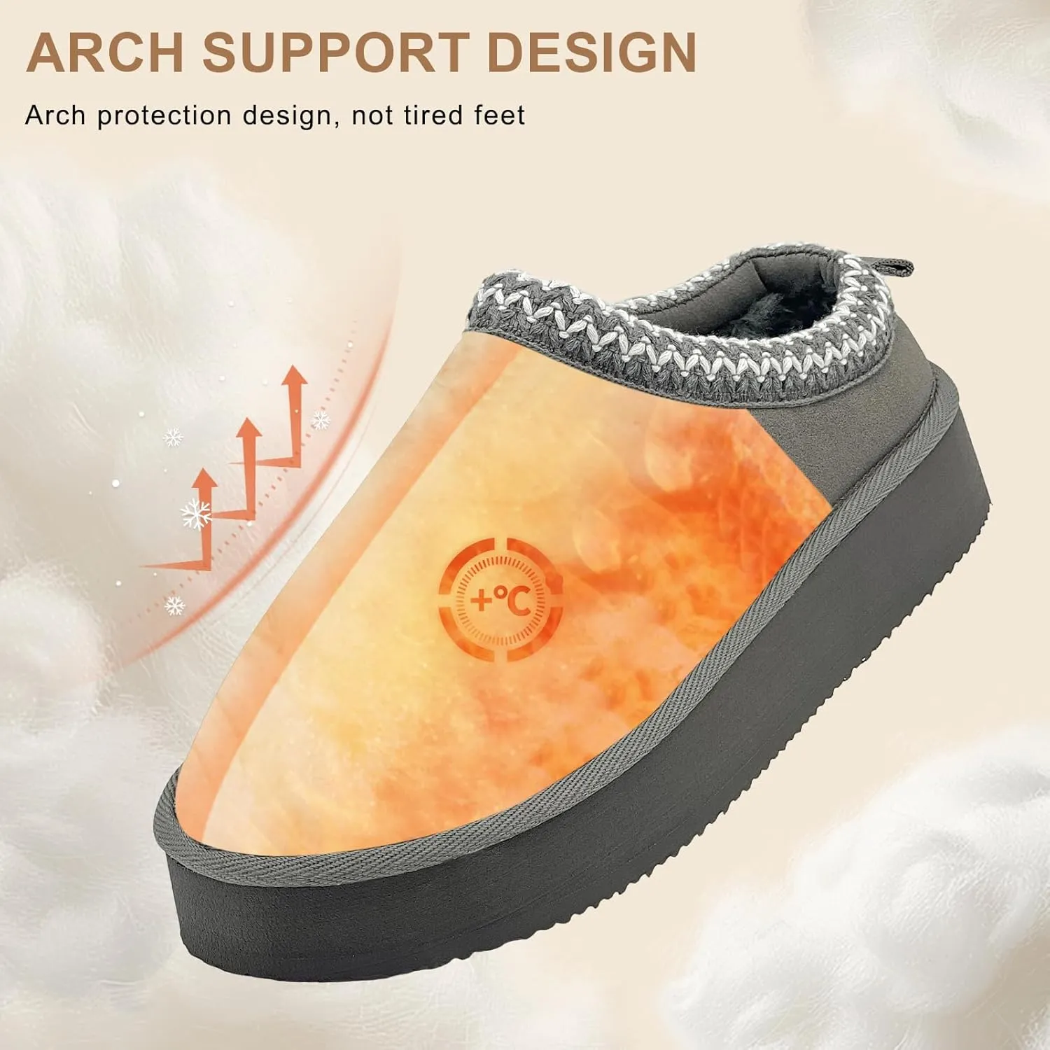 MOLATIN Women's Platform Mini Boots Slippers for Women Winter Furry Shoes Slip on Fur Fleece Lined Suede Short Ankle Boots Anti-Slip Snow House Slippers for Indoor Outdoor