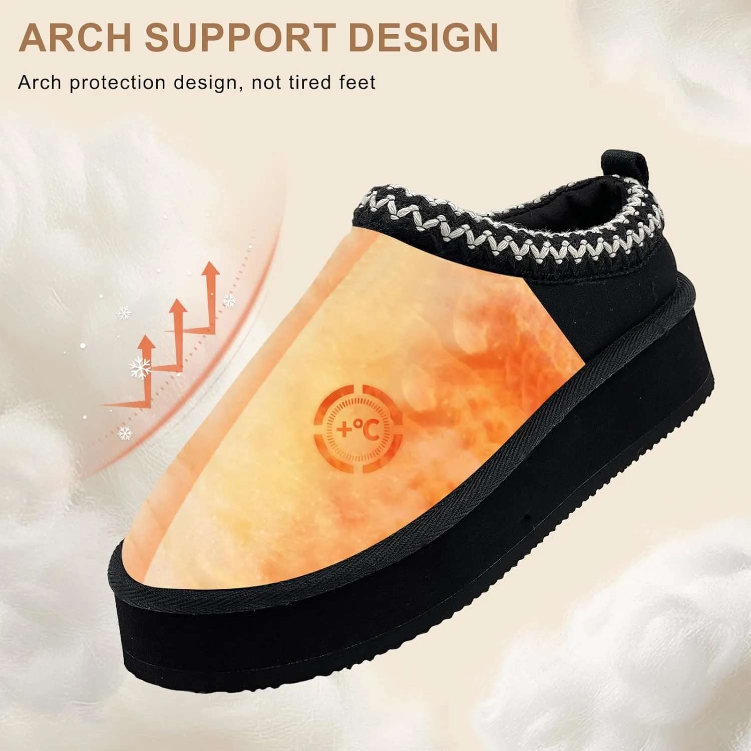 MOLATIN Women's Platform Mini Boots Slippers for Women Winter Furry Shoes Slip on Fur Fleece Lined Suede Short Ankle Boots Anti-Slip Snow House Slippers for Indoor Outdoor