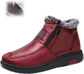 New Fleece Thickened Warm Snow Boots,Womens Winter Waterproof Non-Slip Thick Plush Fur Lined Ankle Snow Boots with Zipper