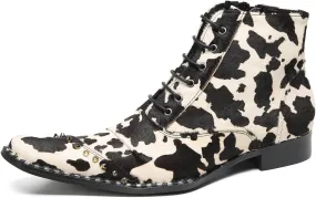 Santimon Mens Oxfords Boots Wedding Dress Suede Leather Ankle Boots Color Studded Fashion Prom Tuxedo Western Boots Casual Party Disco Singer Cowboy Boots for Men