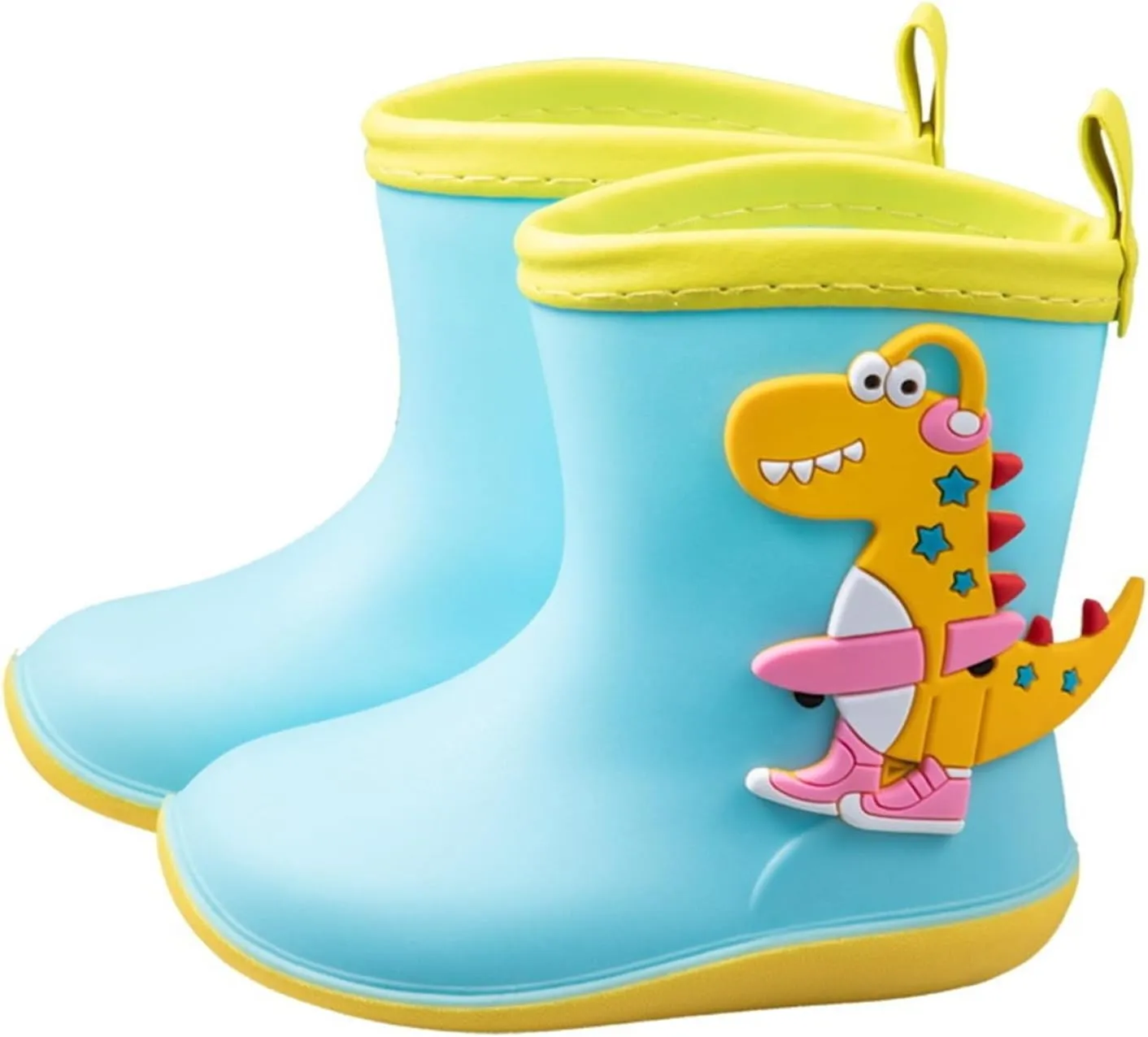 Unisex Kids Dinosaur Print Rain Boots WaterproofRubber Rain Shoes Toddler Boys Girls Baby Non Slip Ankle Water Shoes