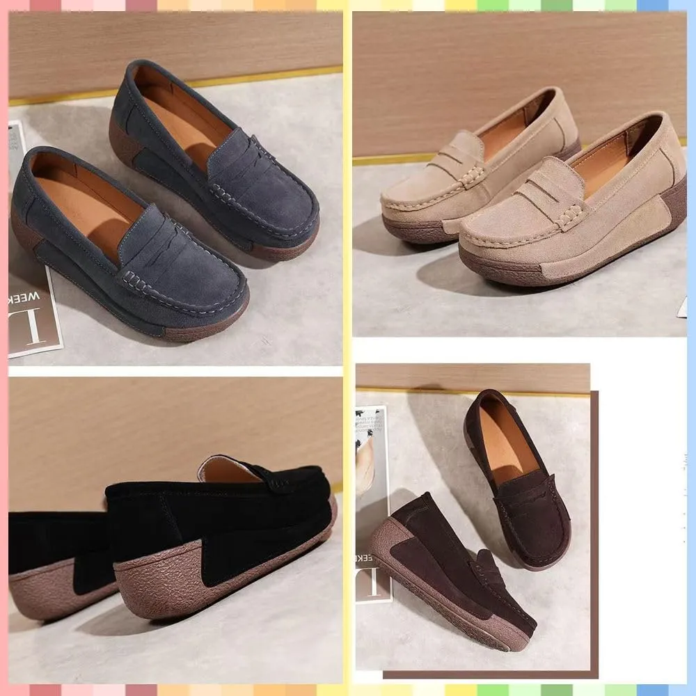 Women's Slip-On Platform Loafers with Built-in Arch Support - Comfortable, Lightweight Casual Sneakers for Daytime Comfort