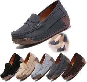 Women's Slip-On Platform Loafers with Built-in Arch Support - Comfortable, Lightweight Casual Sneakers for Daytime Comfort
