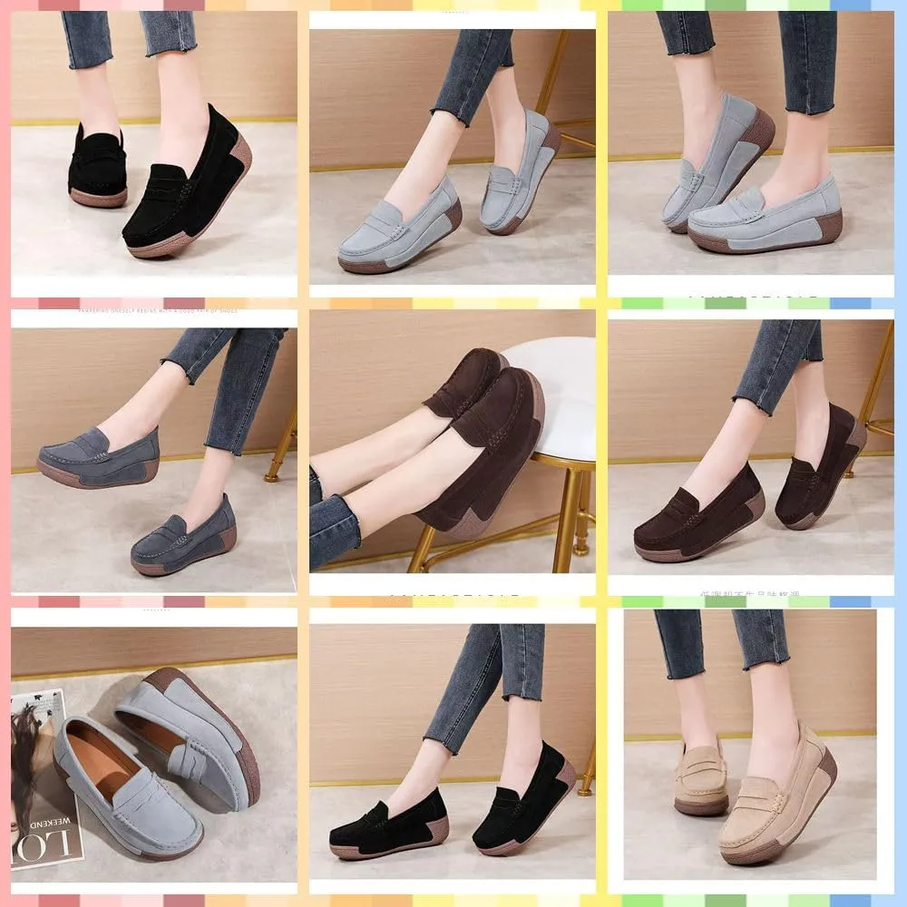 Women's Slip-On Platform Loafers with Built-in Arch Support - Comfortable, Lightweight Casual Sneakers for Daytime Comfort