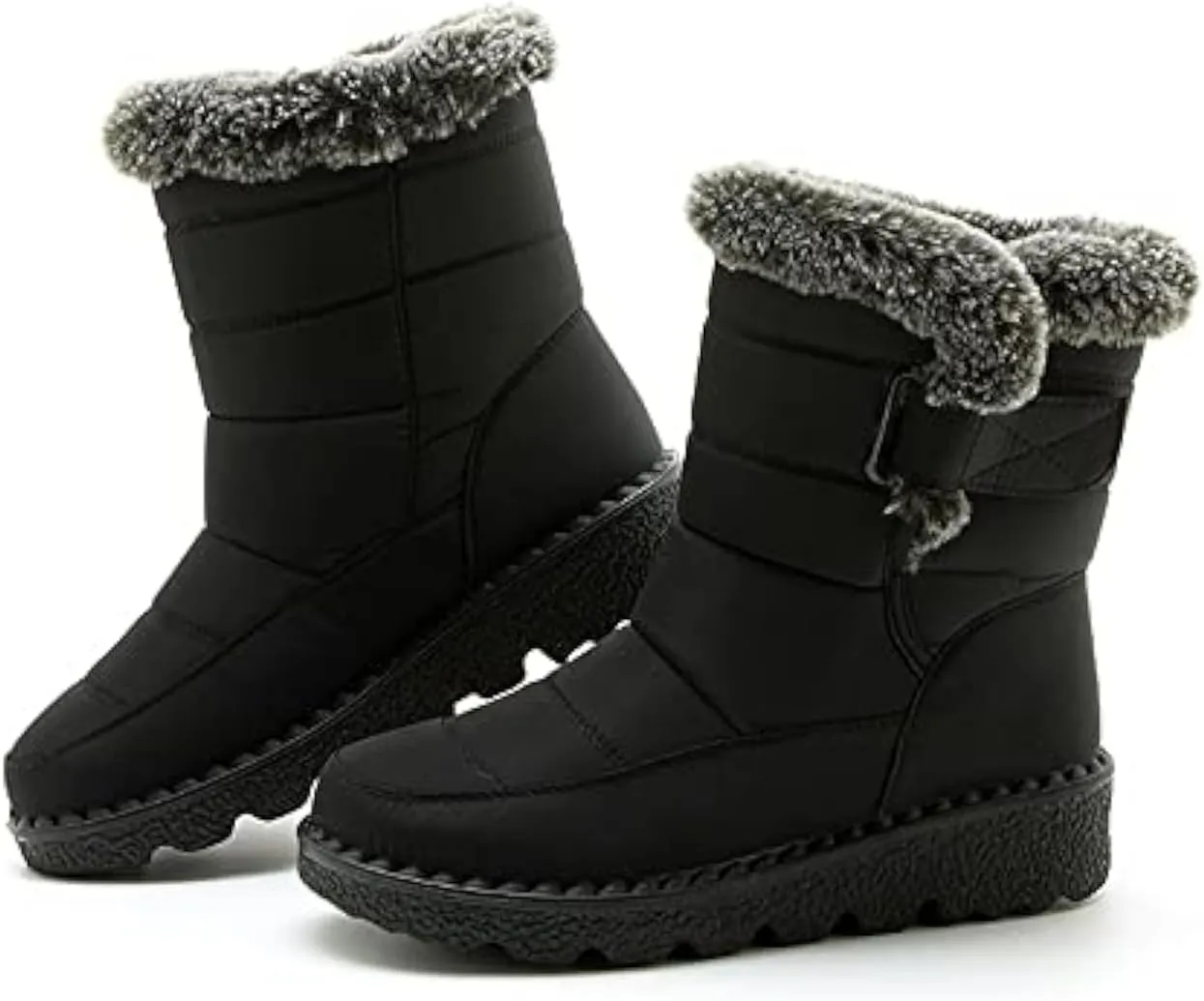 Womens Winter Fleece Snow Boots,Fur Lined Warm Ankle Boots Slip- On,Winter Waterproof Outdoor Booties