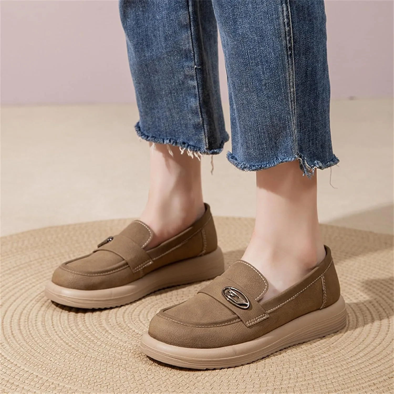 Women's Winter Warm Plush Lined Waterproof Snow Boots Embroidery Slip On Flat Ankle Boots Non-Slip Casual Booties
